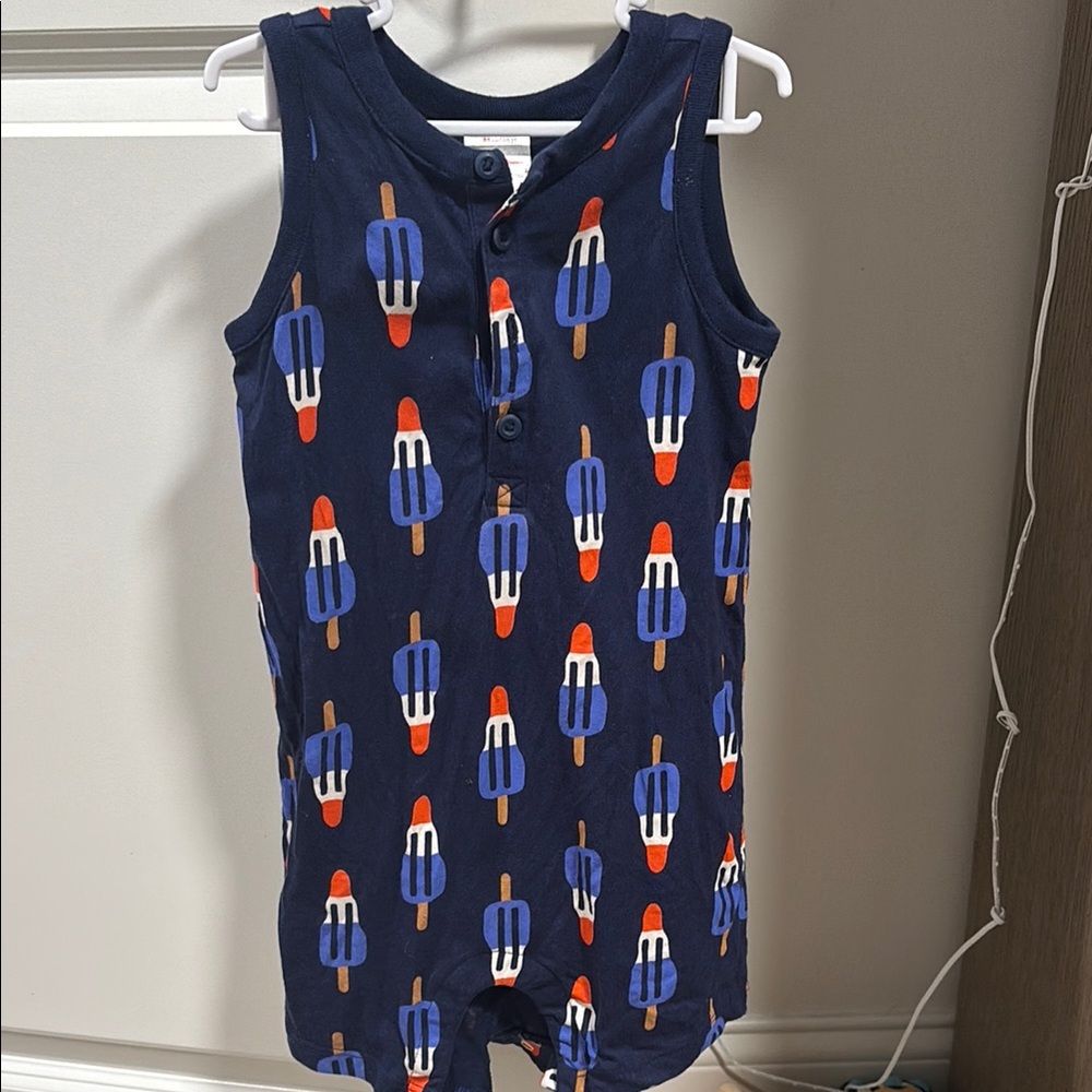 Hanna Andersson Navy Romper with Popsicle Design